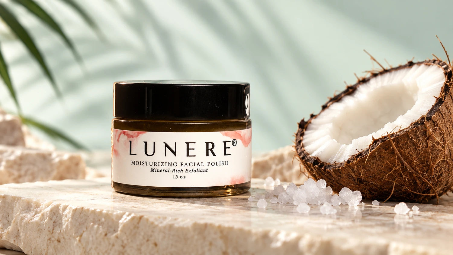 Lunere Facial Polish with coconut and mineral textures